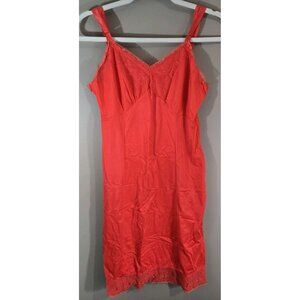 Women's Red Vintage 100% Antron Lingerie Nightgown Sleeveless by Charmode Sz S